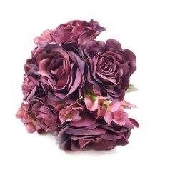 Antik színű dekor rózsa csokor - Antik Lila