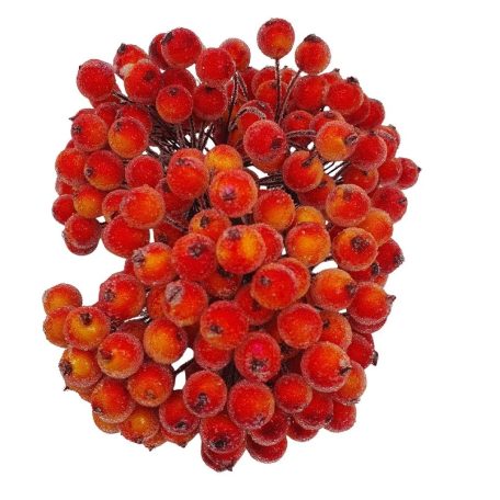  Csillámos drótos bogyó - Narancs - 1 cm - 200 db/csomag