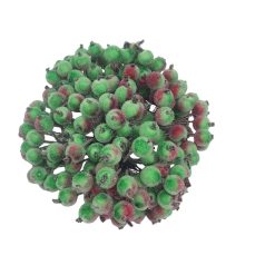   Csillámos drótos bogyó - Zöld-Bordó - 1 cm - 200 db/csomag