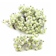   Csillámos drótos bogyó - Törtfehér - 1 cm - 200 db/csomag 