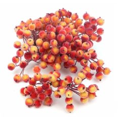    Csillámos drótos bogyó - Vérnarancs - 1 cm - 200 db/csomag