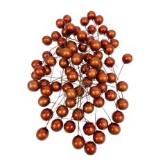   Gyöngyházas drótos bogyó - Barna - 1,5 cm - 75 db/csomag 
