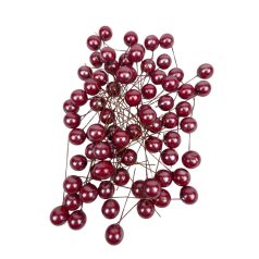   Gyöngyházas drótos bogyó - Ciklámen - 1,5 cm - 75 db/csomag