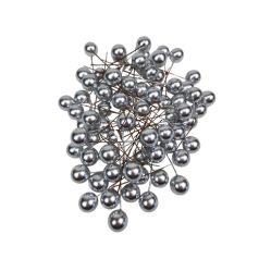   Gyöngyházas drótos bogyó - Ezüst - 1,5 cm - 75 db/csomag 