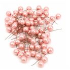 Gyöngyházas drótos bogyó - Világos rózsaszín - 1,5 cm - 75 db/csomag 