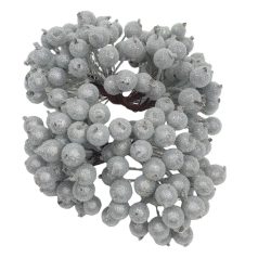 Csillámos drótos bogyó - Ezüst - 1 cm - 200 db/csomag