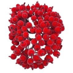 Csillámos drótos bogyó - Piros - 1 cm - 200 db/csomag