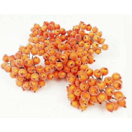 Csillámos drótos bogyó - Sötét narancs - 1cm - 200 db/csomag 