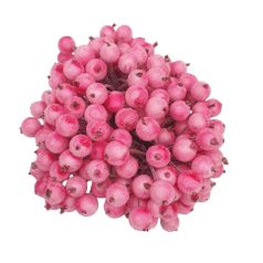   Csillámos drótos bogyó - Rózsaszín - 1 cm - 200 db/csomag 