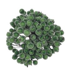 Csillámos drótos bogyó - Zöld - 1 cm - 200 db/csomag