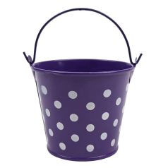 Kicsi pöttyös bádog vödör - Lila - 8x8 cm+fül 