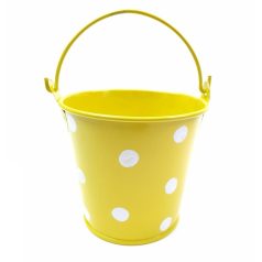  Kicsi pöttyös bádog vödör - Sárga - 8x8 cm+fül 