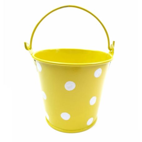  Kicsi pöttyös bádog vödör - Sárga - 8x8 cm+fül 