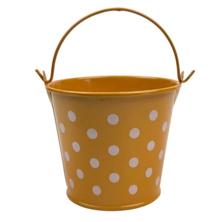  Kicsi pöttyös bádog vödör - Sárga - 8x8 cm+fül 