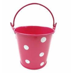  Kicsi pöttyös bádog vödör - Pink - 8x8 cm+fül