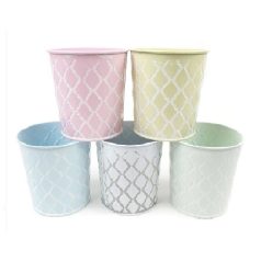 Színes rombusz mintás bádog kaspó - Kék - 9x9x10,5 cm