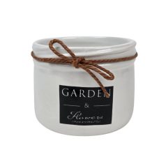 GARDEN feliratos kaspó zsinórral - Fehér - 10x8,5 cm