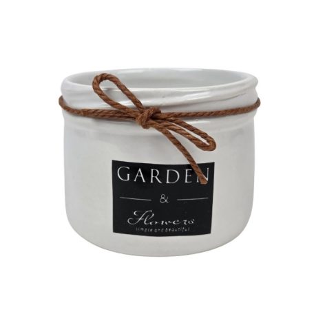 GARDEN feliratos kaspó zsinórral - Fehér - 10x8,5 cm