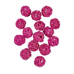 Rattan golyó - Rózsaszín - 3 cm - 15 db/csomag 
