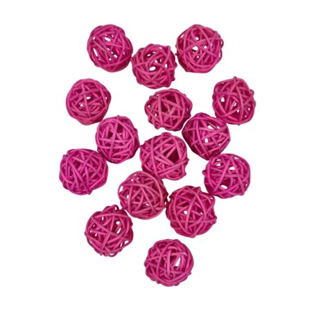 Rattan golyó - Rózsaszín - 3 cm - 15 db/csomag 