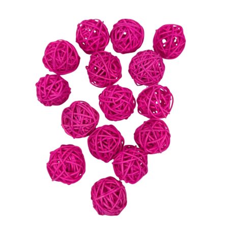 Rattan golyó - 3 cm - Pink - 15 db/csomag