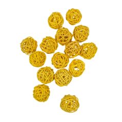 Rattan golyó - Sárga - 3 cm - 15 db/csomag 