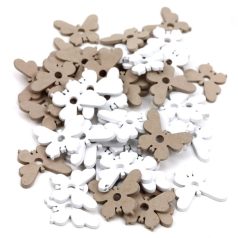   Fa dekor fehér - drapp - Lepkék - 2,5x2 cm lepkék - 50 db/csomag