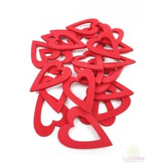 Fa dekor lyukas szív nagy - Piros - - 5x4 cm - 24 db/csomag