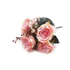 5 fejes rózsa csokor kiegészítővel - Rózsaszín