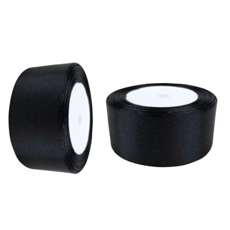 Szatén szalag - Fekete - 4 cm - 22,8 méter