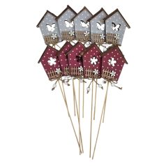   Pöttyös házikó betűző - Bordó-Szürke - 9,6x8,1 cm házikók+ betűző - 10 db/csomag