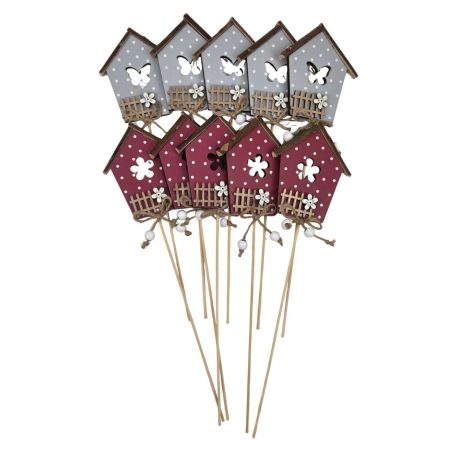 Pöttyös házikó betűző - Bordó-Szürke - 9,6x8,1 cm házikók+ betűző - 10 db/csomag