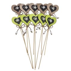   Zöld-Natúr fa betűző - Szív - 6x6 cm szív+betűző - 10 db/csomag