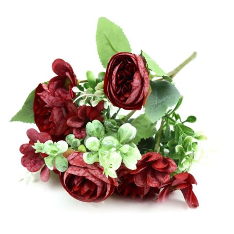 Vegyes színű kicsi csokor 160 - Bordó - 30 cm 