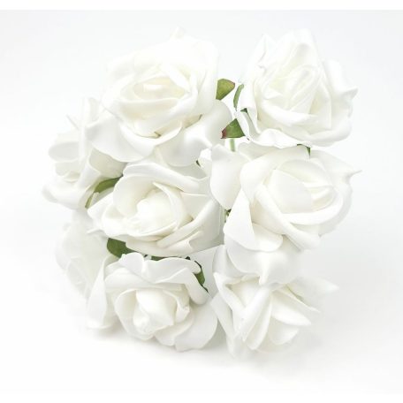  Drótos polyfoam rózsa 1 - Fehér - 8 fej/csokor