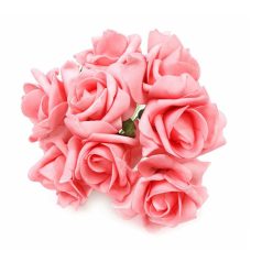 Drótos polyfoam rózsa 1 - Sötét rózsaszín - 8 fejes  
