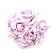  Drótos polyfoam rózsa 1 - Világos Lila - 8 fej/csokor