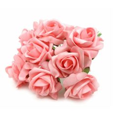 Drótos polyfoam rózsa 1 - Rózsaszín - 8 fej/csomag