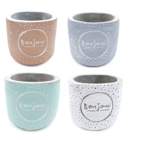 Pöttyös színes kaspó BONJOUR - Szürke - 10x10x8 cm, belső átmérő: 7cm  