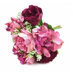 Boglárka-hortenzia dekor csokor - Rózsaszín