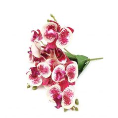  Nagy virágú 5 ágas orchidea - Cirmos bordó - 44 cm  