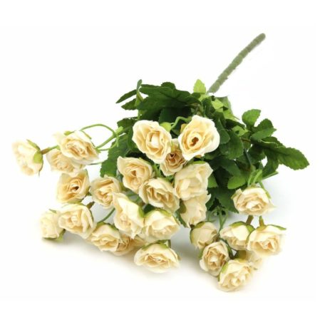  Apró virágú rózsa csokor - Krém - 33 cm 