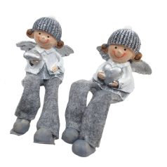 Kötött sapkás lógólábú figura - 9 cm magas+ láb