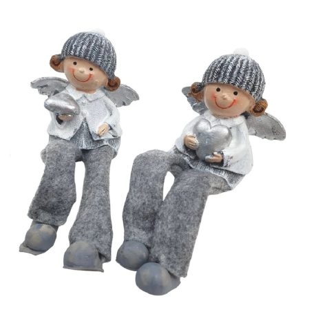 Kötött sapkás lógólábú figura - 9 cm magas+ láb