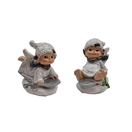 Fehér szárnyas figura felhőn - 7 cm