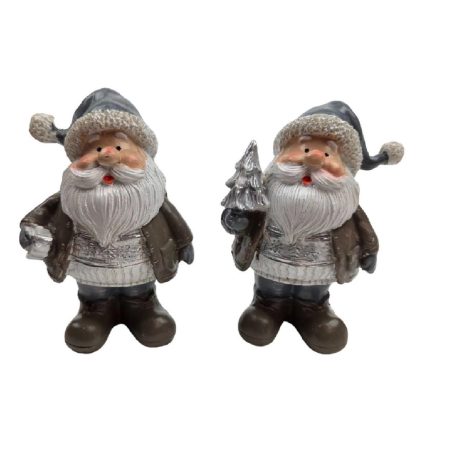 Szürke sapkás Mikulás figura - 2 féle - 10,5 cm