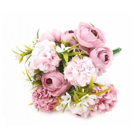 Boglárka csokor fodros virággal - Rózsaszín - 32 cm