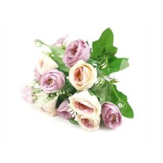 Vegyes színű kicsi csokor 32 - Mályva-krém - 29 cm