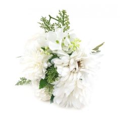 Vegyes virágú dekor köteg - Fehér - 32 cm