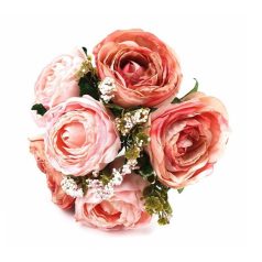   Szárított hatású boglárka csokor*6 - Rózsaszín - 21 cm
